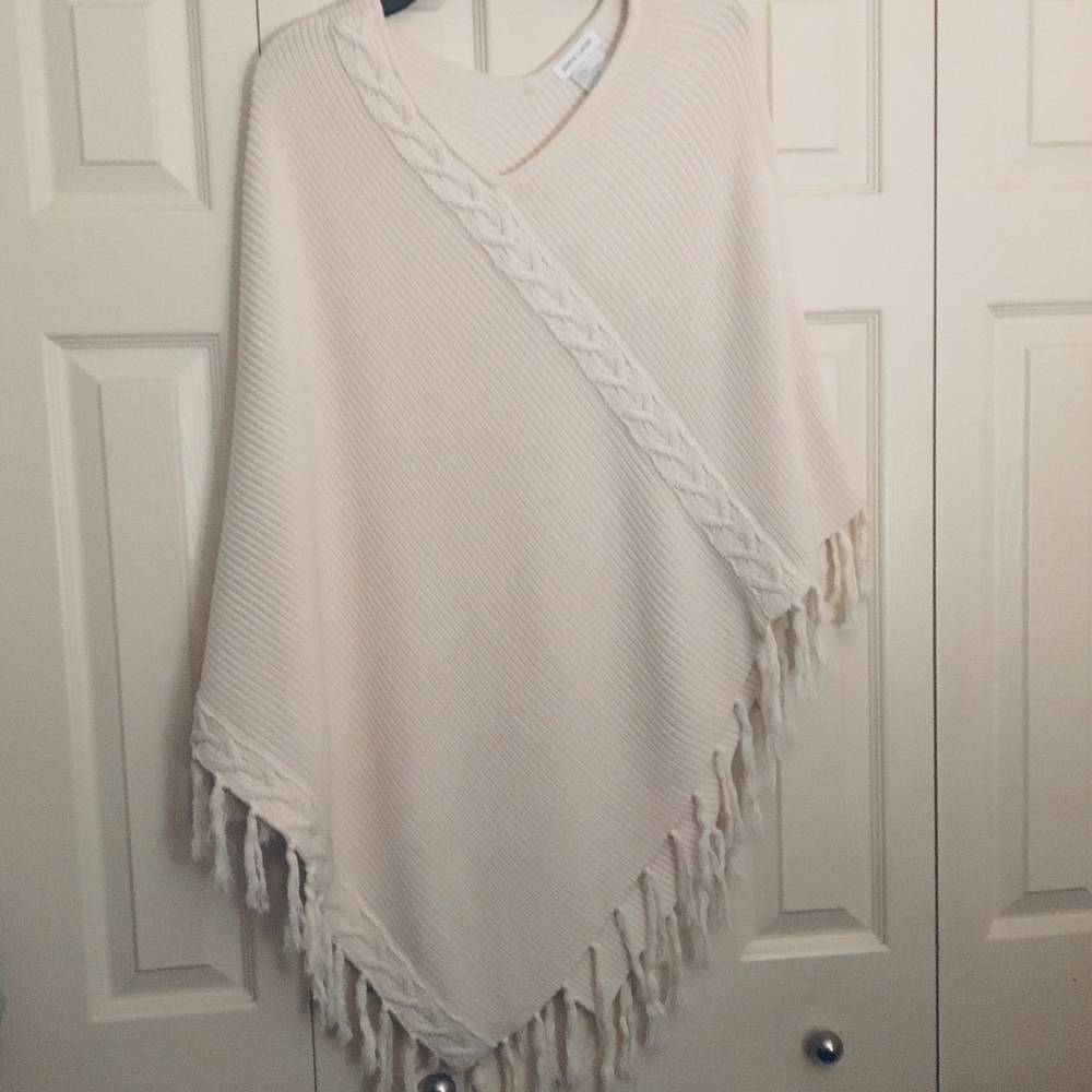 VINTAGE Pierre Cardin Knit Fringe Sweater Poncho